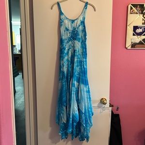 Turquoise blue white midi dress worn once s/m boho